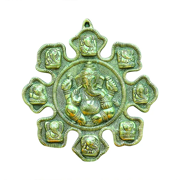 Golden_Aluminium_Asht_Mukhi_Ganesh|For_Devotion
