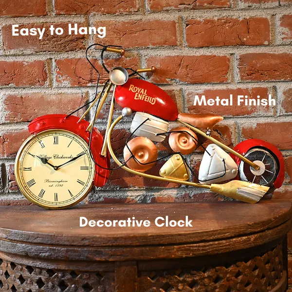 Red_Metal_Red_Bike_With_Clock_|_For_Wall_Decor