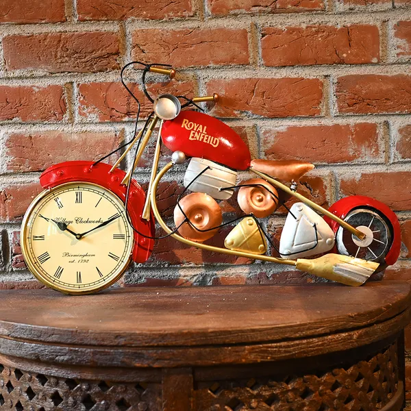 Red_Metal_Red_Bike_With_Clock_|_For_Wall_Decor