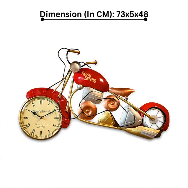 Red_Metal_Red_Bike_With_Clock_|_For_Wall_Decor
