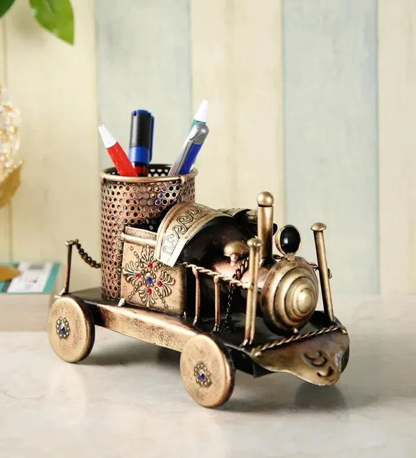 Copper_Metallic_Engine_Pen_Stand_Holder_|_For_Home_&_Office_Decor