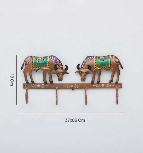 Rajasthani_Ethnic/Vintagecow_Key_Hanger_with_Fine_Painting_Wall_Art_Handcrafted_Powder_Coated_Iron_Wall_Hanging_Decorative_Wall_Arts