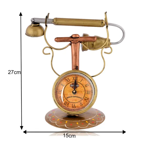Rustic_Iron_Metal_Telephone_With_Clock_|_For_Decorative_Products