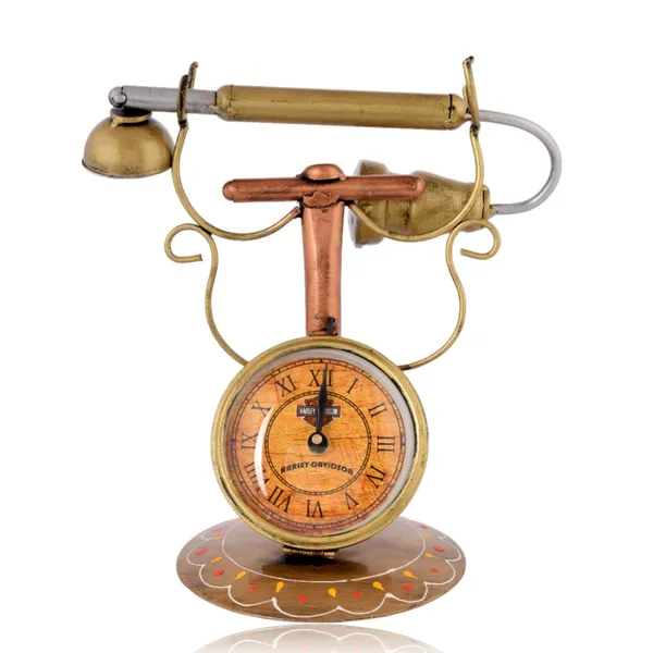 Rustic_Iron_Metal_Telephone_With_Clock_|_For_Decorative_Products