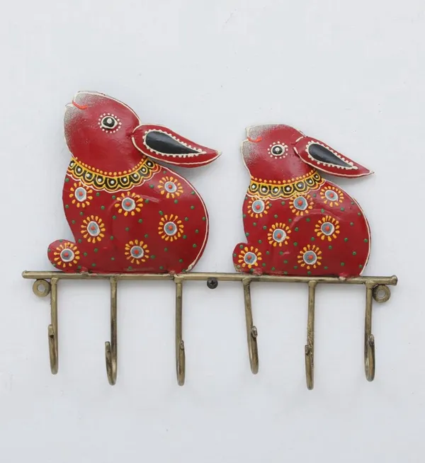 Vintage_Rabit_Key_Hanger_With_Fine_Painting_Wall_Art_Handcrafted_Powder_Coated_Iron_Wall_Hanging_Decorative_Wall_Arts