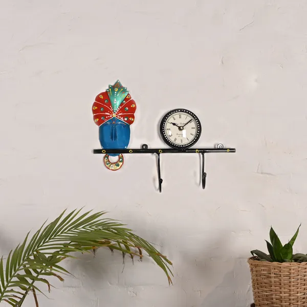 Metal_Krishna_Clock_Key_Holder_For_Wall_Decor