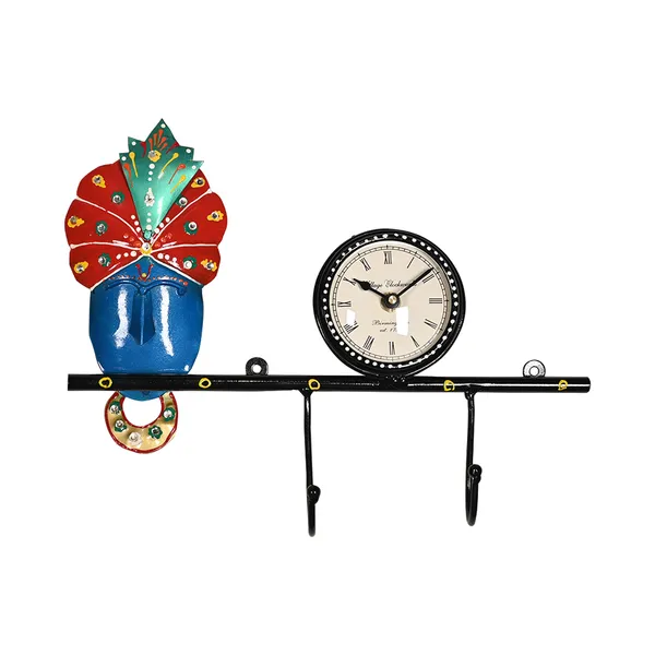 Metal_Krishna_Clock_Key_Holder_For_Wall_Decor