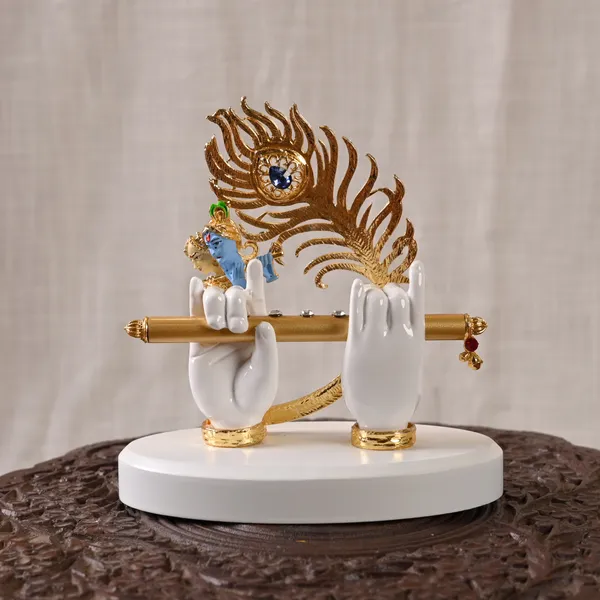 White_Metal_Krishna_Hand_With_Krishna_Face_|_For_Devotion