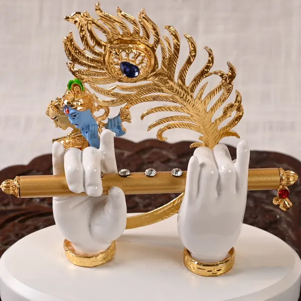 White_Metal_Krishna_Hand_With_Krishna_Face_|_For_Devotion