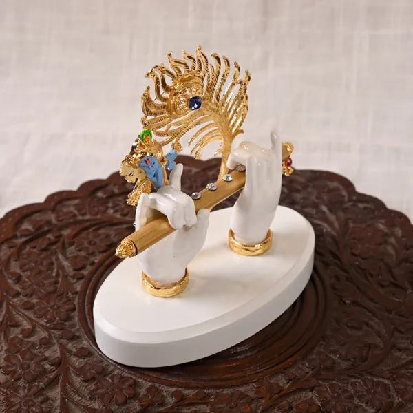 White_Metal_Krishna_Hand_With_Krishna_Face_|_For_Devotion