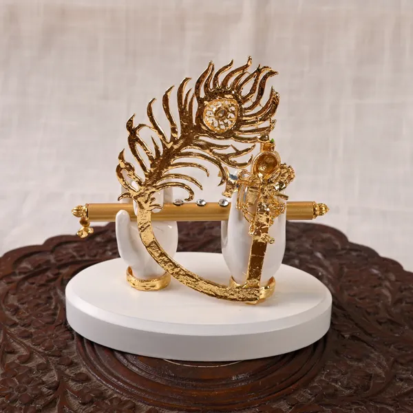 White_Metal_Krishna_Hand_With_Krishna_Face_|_For_Devotion