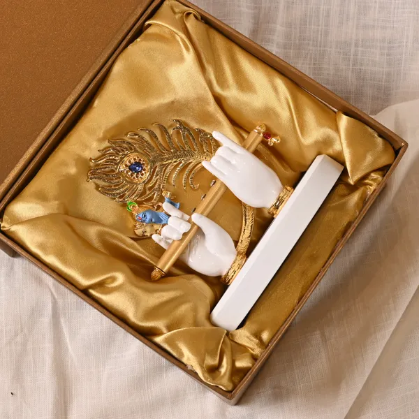 White_Metal_Krishna_Hand_With_Krishna_Face_|_For_Devotion