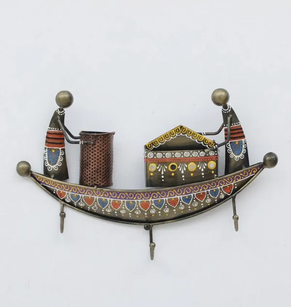 Iron_Boat_Multicolour_Iron_Key_Holder_and_Pen_Stand_Wall_Hanging_for_Home_Decor