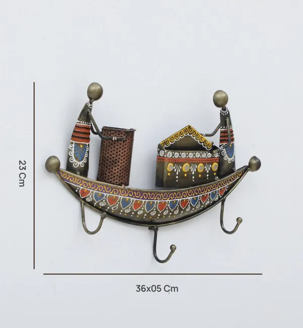 Iron_Boat_Multicolour_Iron_Key_Holder_and_Pen_Stand_Wall_Hanging_for_Home_Decor