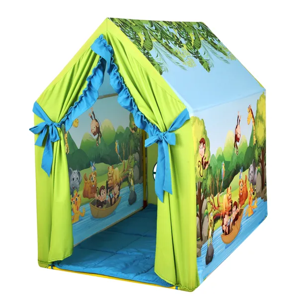 Multicolor_Jungle_Themed_Tent_Play_House_With_Quilt_For_Kids