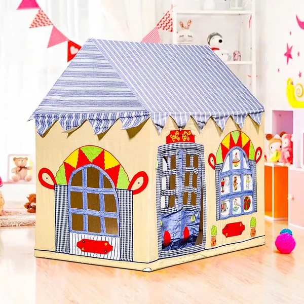 Cream_Blue_Premium_Tent_Play_House_With_Quilt_For_Kids