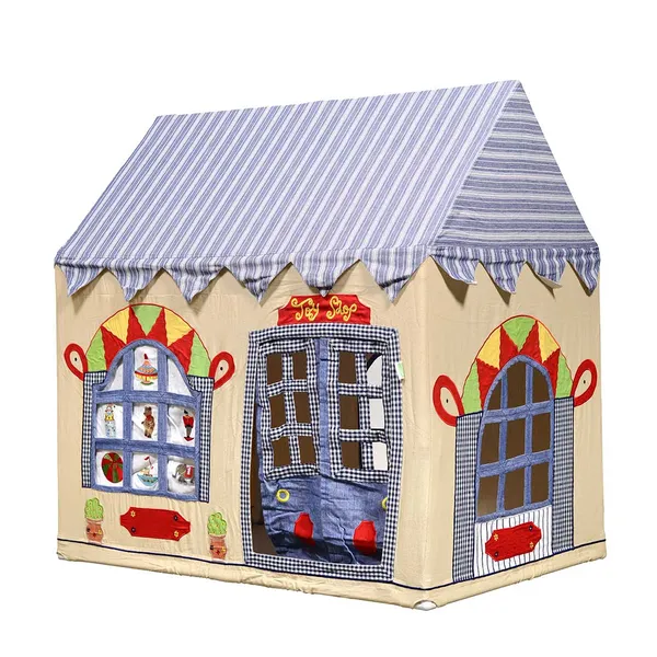 Cream_Blue_Premium_Tent_Play_House_With_Quilt_For_Kids