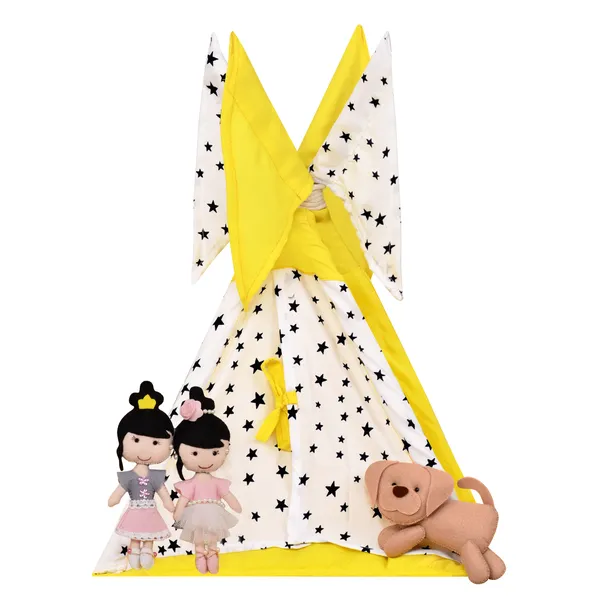 Yellow_Tent_Play_House_With_Quilt_For_Kids