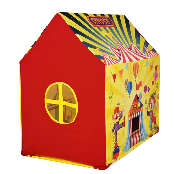 Multicolor_Circus_Themed_Tent_Play_House_With_Quilt_For_Kids