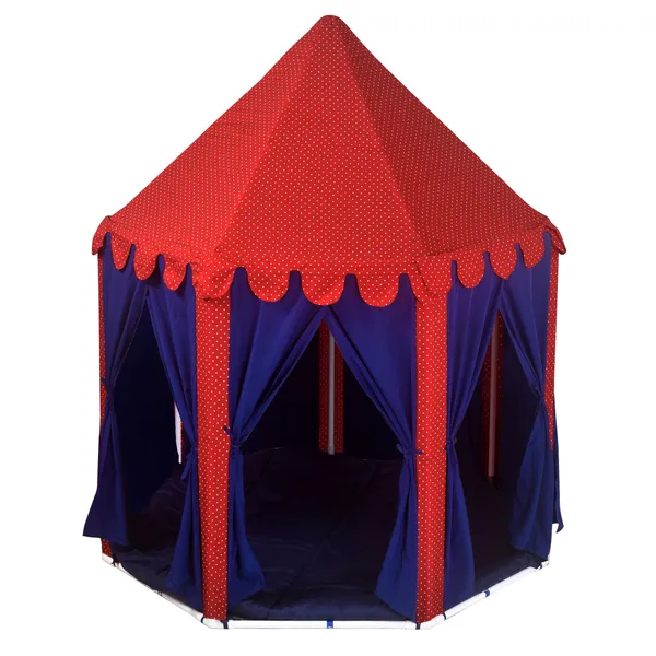 Red_&_Blue_Royale_Castle_Shape_Tent_Play_House_With_Quilt_For_Kids