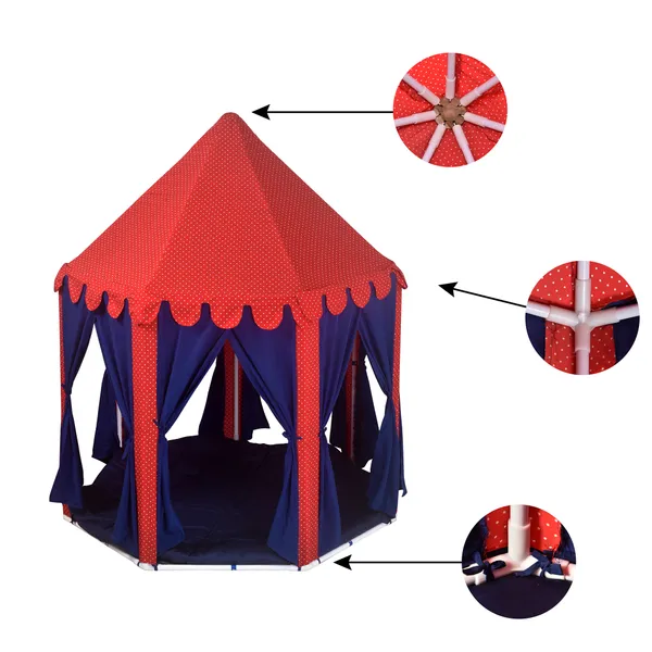 Red_&_Blue_Royale_Castle_Shape_Tent_Play_House_With_Quilt_For_Kids