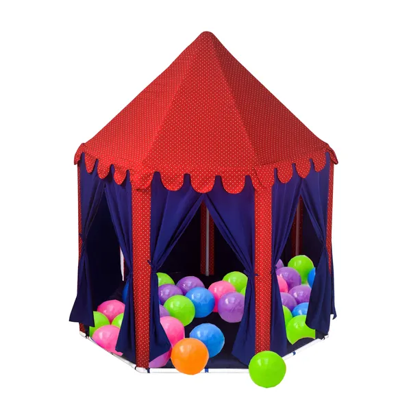 Red_&_Blue_Royale_Castle_Shape_Tent_Play_House_With_Quilt_For_Kids