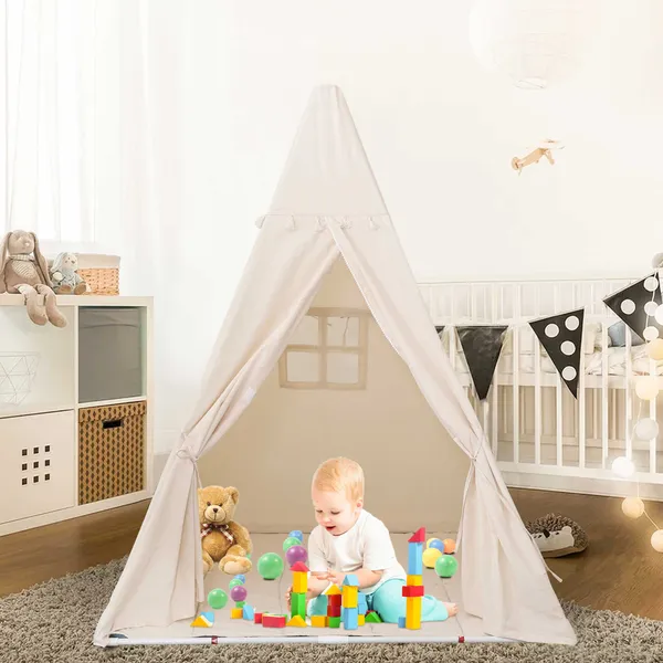Off-White_Premium_Tent_Play_House_With_Quilt_For_Kids