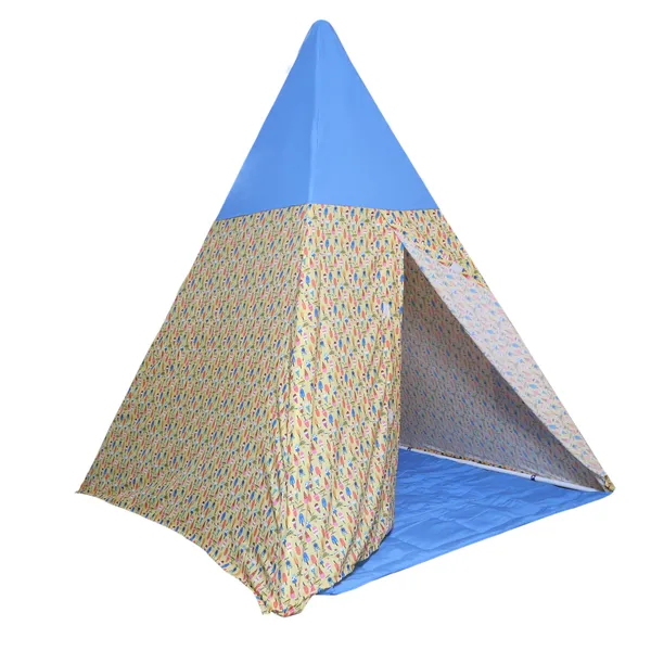 Multicolor_Triangle_Shape_Tent_Play_House_With_Quilt_For_Kids