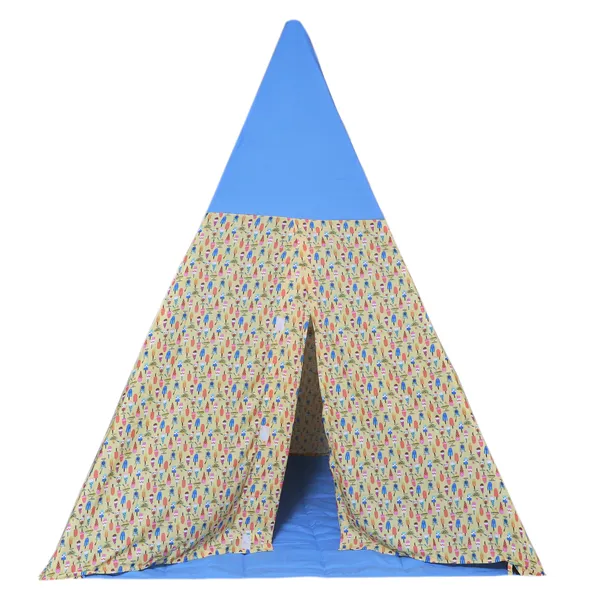 Multicolor_Triangle_Shape_Tent_Play_House_With_Quilt_For_Kids