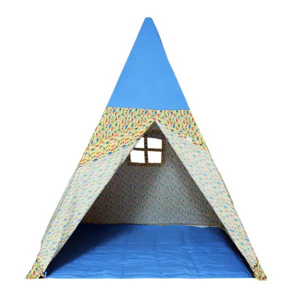 Multicolor_Triangle_Shape_Tent_Play_House_With_Quilt_For_Kids