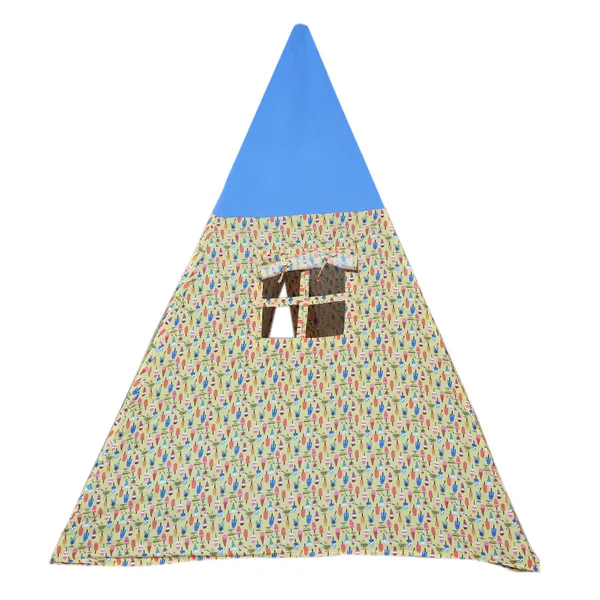 Multicolor_Triangle_Shape_Tent_Play_House_With_Quilt_For_Kids