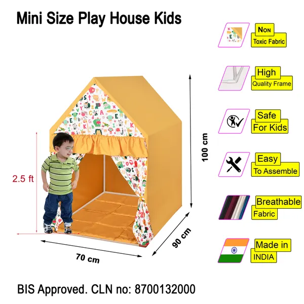 Pink_&_Yellow_Rosy_Hut_Shape_Tent_Play_House_With_Quilt_Combo_Set_For_Kids_(Pack_Of_2)