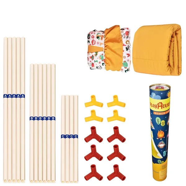Pink_&_Yellow_Rosy_Hut_Shape_Tent_Play_House_With_Quilt_Combo_Set_For_Kids_(Pack_Of_2)