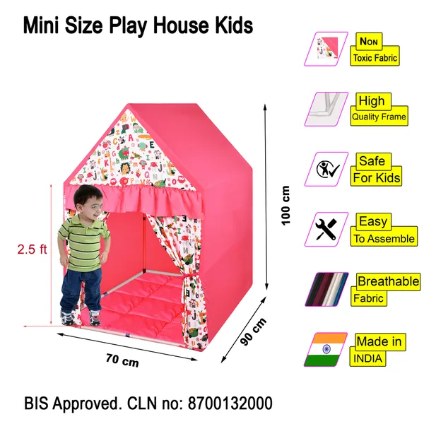 Pink_&_Yellow_Rosy_Hut_Shape_Tent_Play_House_With_Quilt_Combo_Set_For_Kids_(Pack_Of_2)