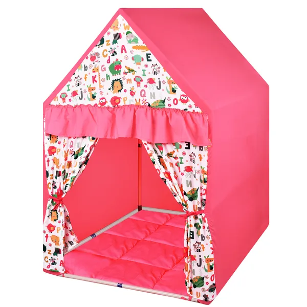 Pink_&_Yellow_Rosy_Hut_Shape_Tent_Play_House_With_Quilt_Combo_Set_For_Kids_(Pack_Of_2)