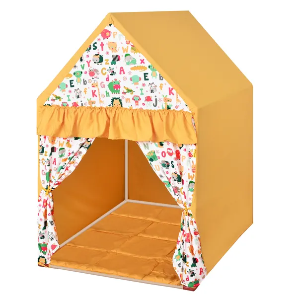 Pink_&_Yellow_Rosy_Hut_Shape_Tent_Play_House_With_Quilt_Combo_Set_For_Kids_(Pack_Of_2)