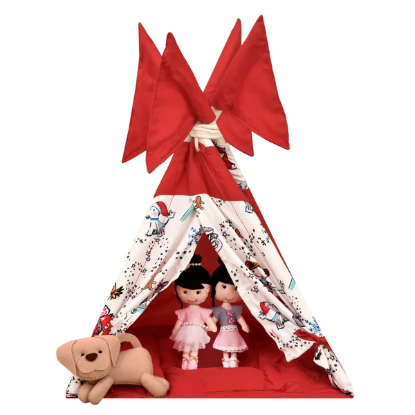 Red_Tent_Play_House_With_Quilt_For_Kids