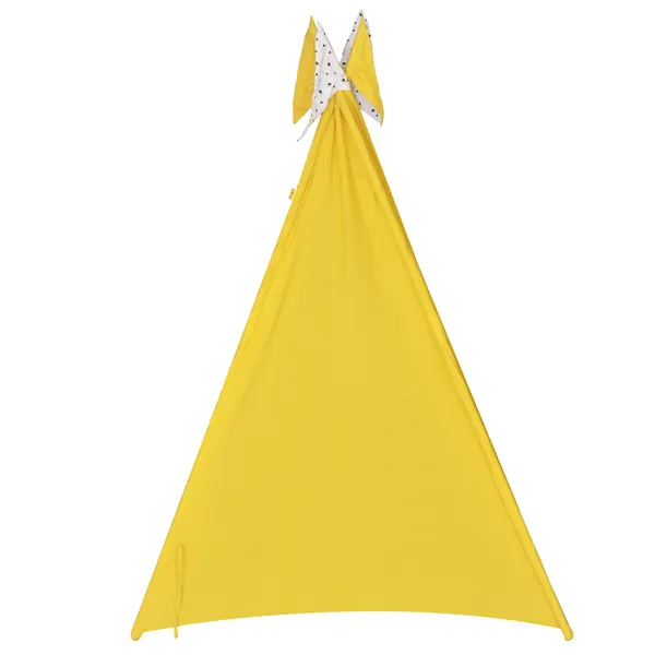 Yellow_&_White_Sun_&_Star_Teepee_Tent_Play_House_With_Quilt_For_Kids