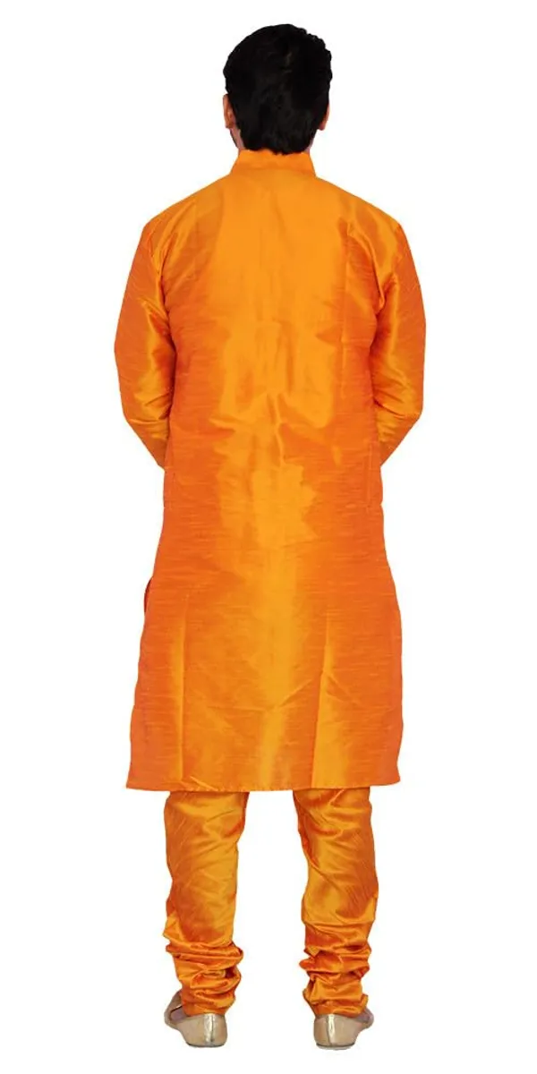 Orange_Dupion_Silk_Wedding_Kurta_Pajama_For_Men