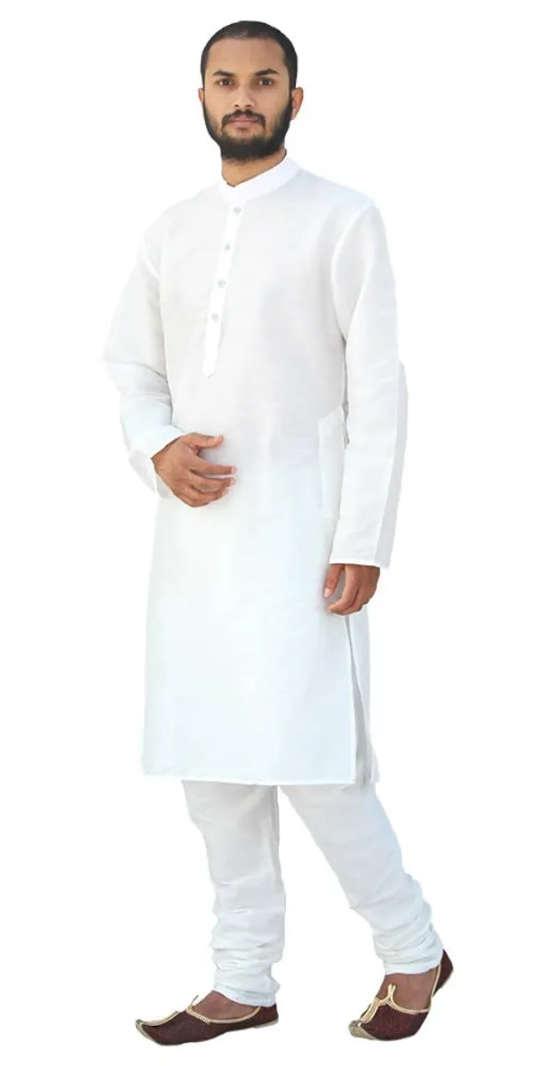 White_Dupion_Silk_Wedding_Kurta_Pajama_For_Men