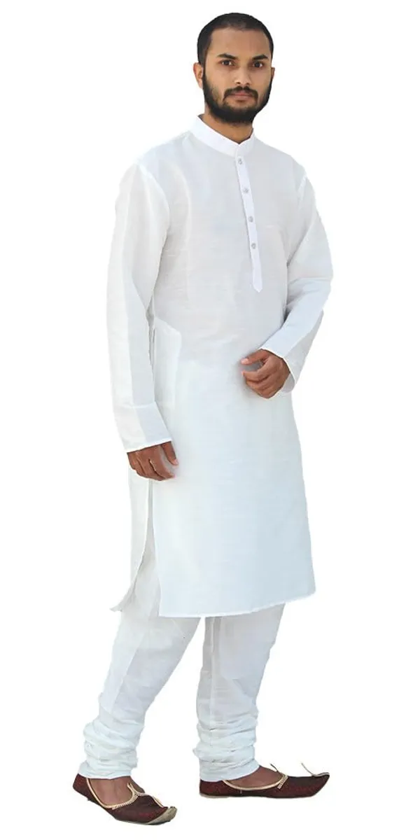 White_Dupion_Silk_Wedding_Kurta_Pajama_For_Men