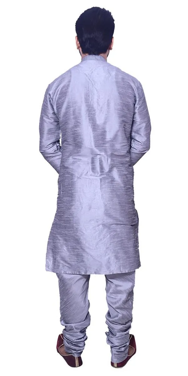 Gray_Dupion_Silk_Wedding_Kurta_Pajama_For_Men