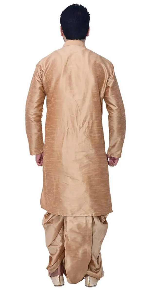 Brown_Dupion_Silk_Casual_Dhoti_Kurta_Set_For_Men