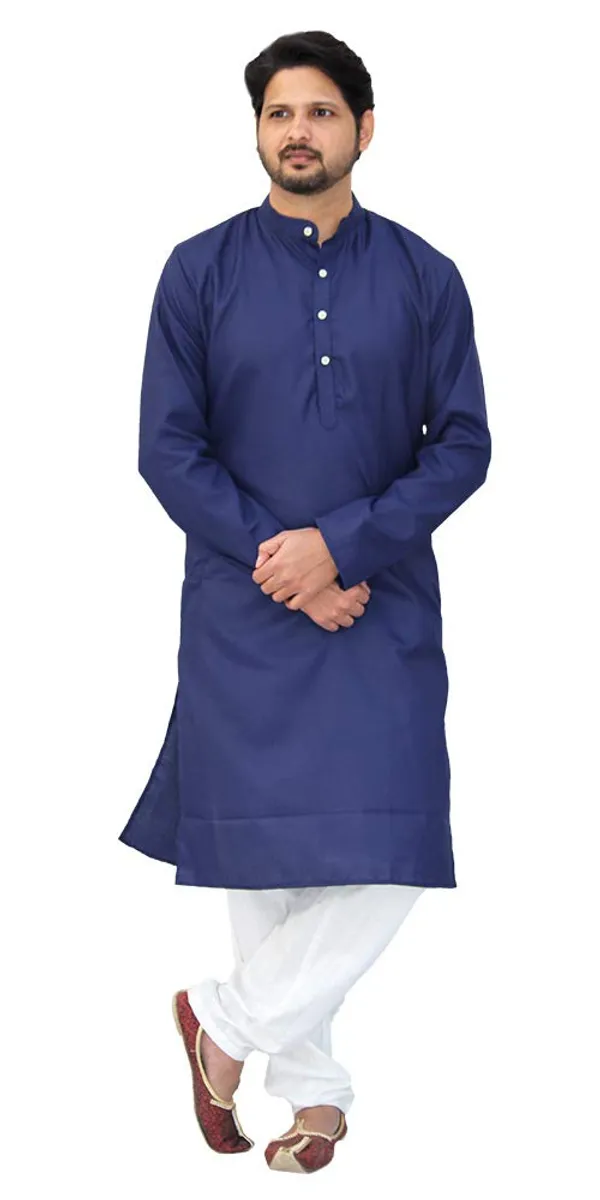 Navy_Blue_Cotton_Casual__Kurta_&_Pajama__Set_For_Men