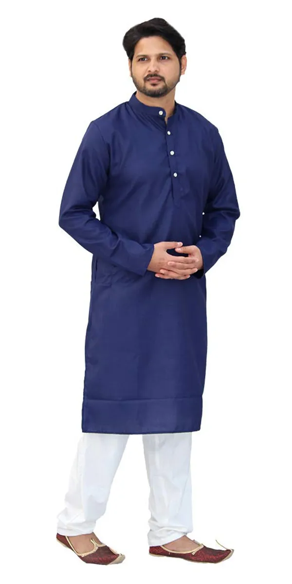 Navy_Blue_Cotton_Casual__Kurta_&_Pajama__Set_For_Men