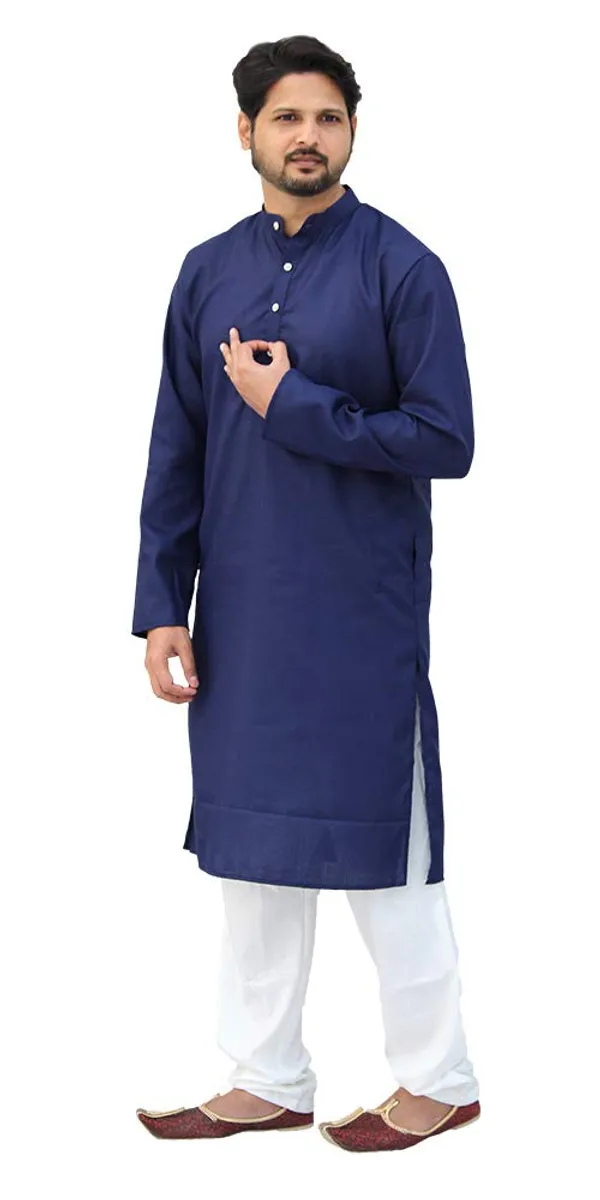 Navy_Blue_Cotton_Casual__Kurta_&_Pajama__Set_For_Men