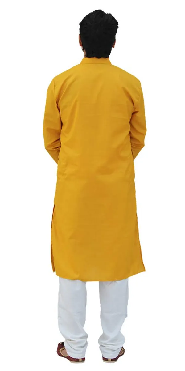 Mustard_Cotton_Casual__Kurta_&_Pajama__Set_For_Men