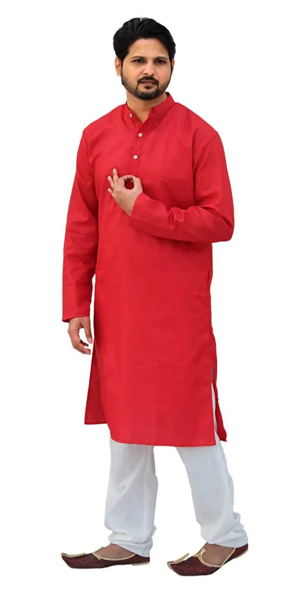 Red_Cotton_Casual__Kurta_&_Pajama__Set_For_Men