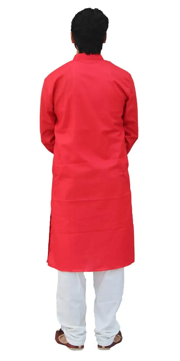 Red_Cotton_Casual__Kurta_&_Pajama__Set_For_Men