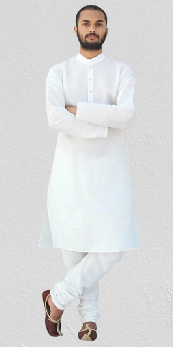 White_Dupion_Silk_Wedding_Kurta_Pajama_For_Men